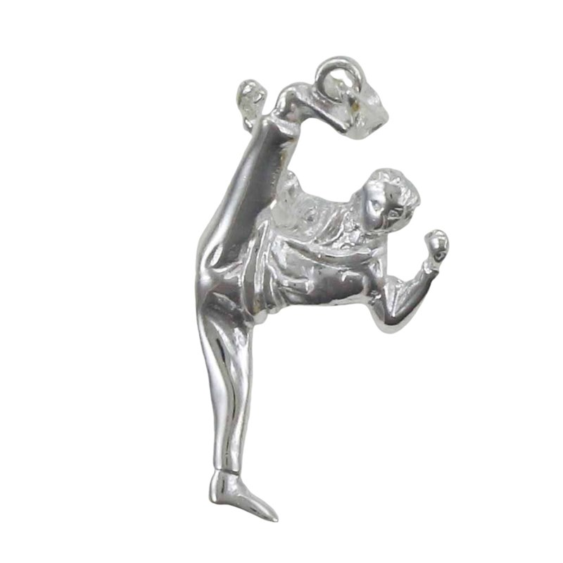 Pendentif karaté Mawashi Geri - Argent massif