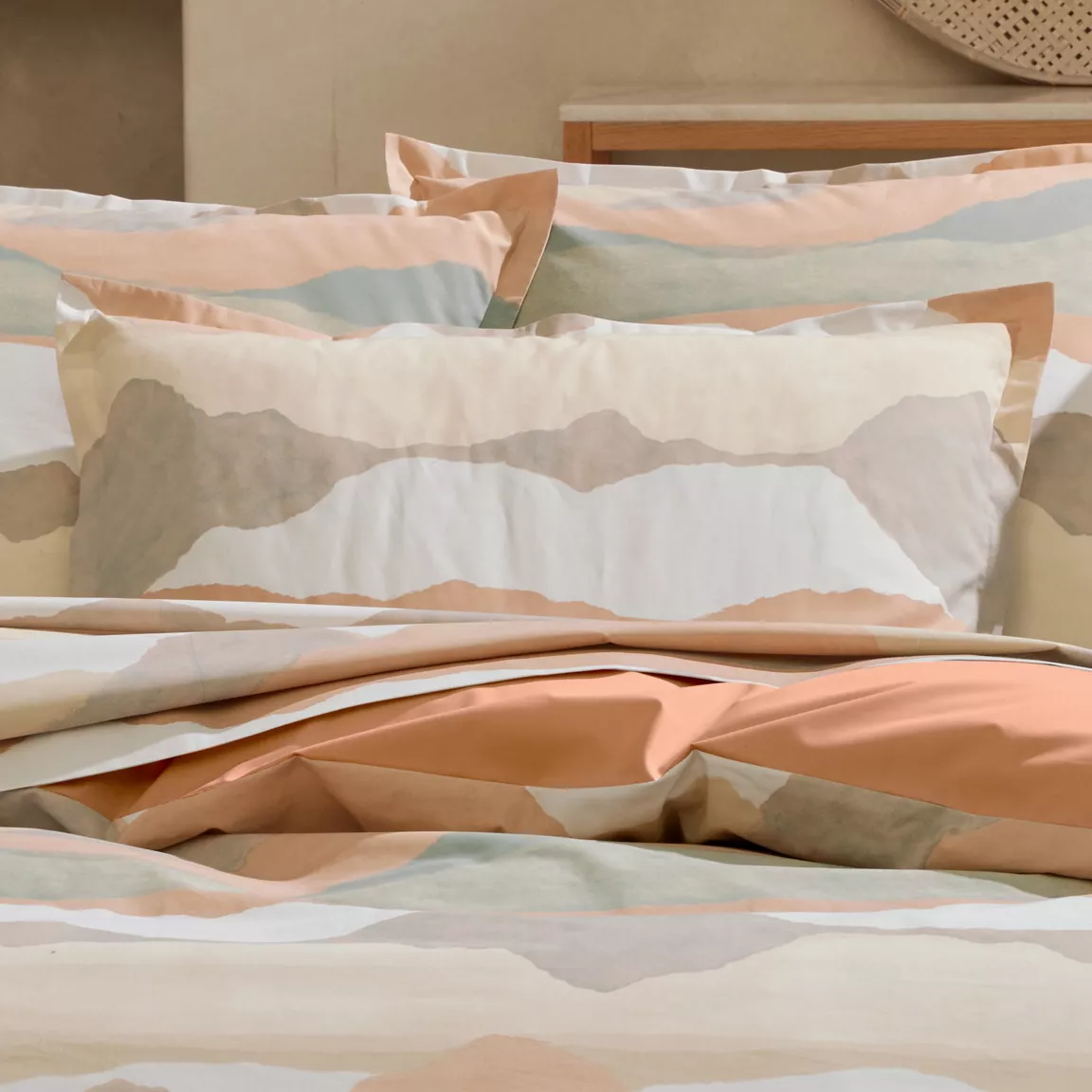 Taie de traversin percale de coton (200 cm) Land Beige Craie
