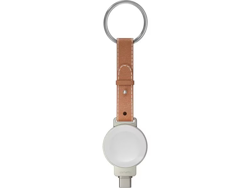 USB C auf Apple Watch Ladegerät Wireless Charger Schlüsselanhänger mit Schlüsselring (4S541476) - Braun / Silber