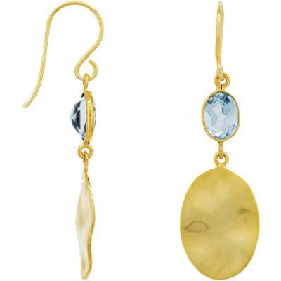 Boucles d'oreilles Olivia - Laiton doré & topaze bleu