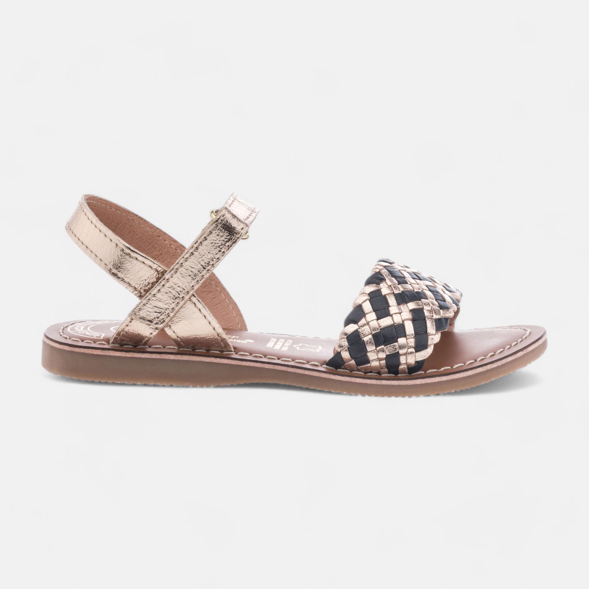 Nu-pieds Fille en cuir or