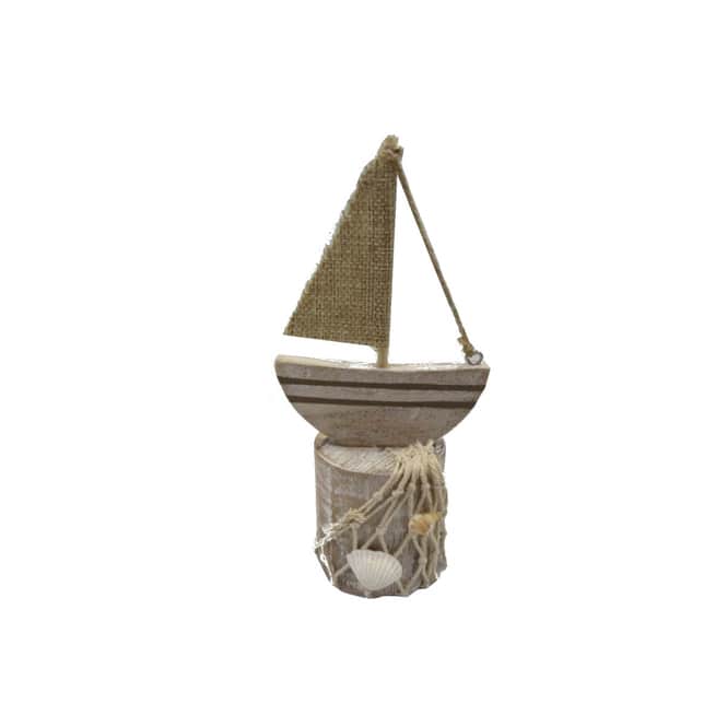 Boot mit Muscheln - braun - ca. 8 x 5,5 x 18 cm