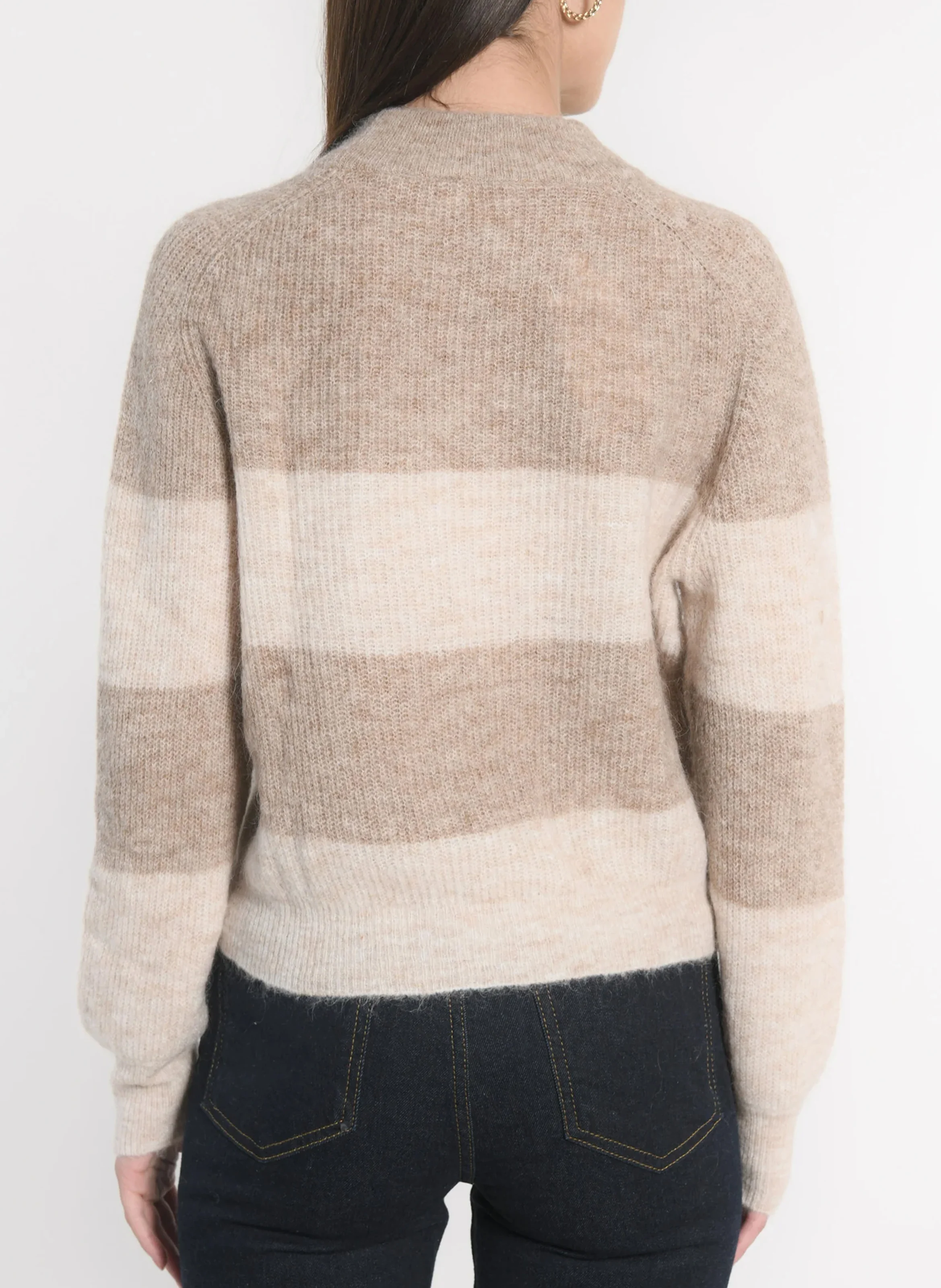 COLETTE - Pull col rond à rayures | Marron
