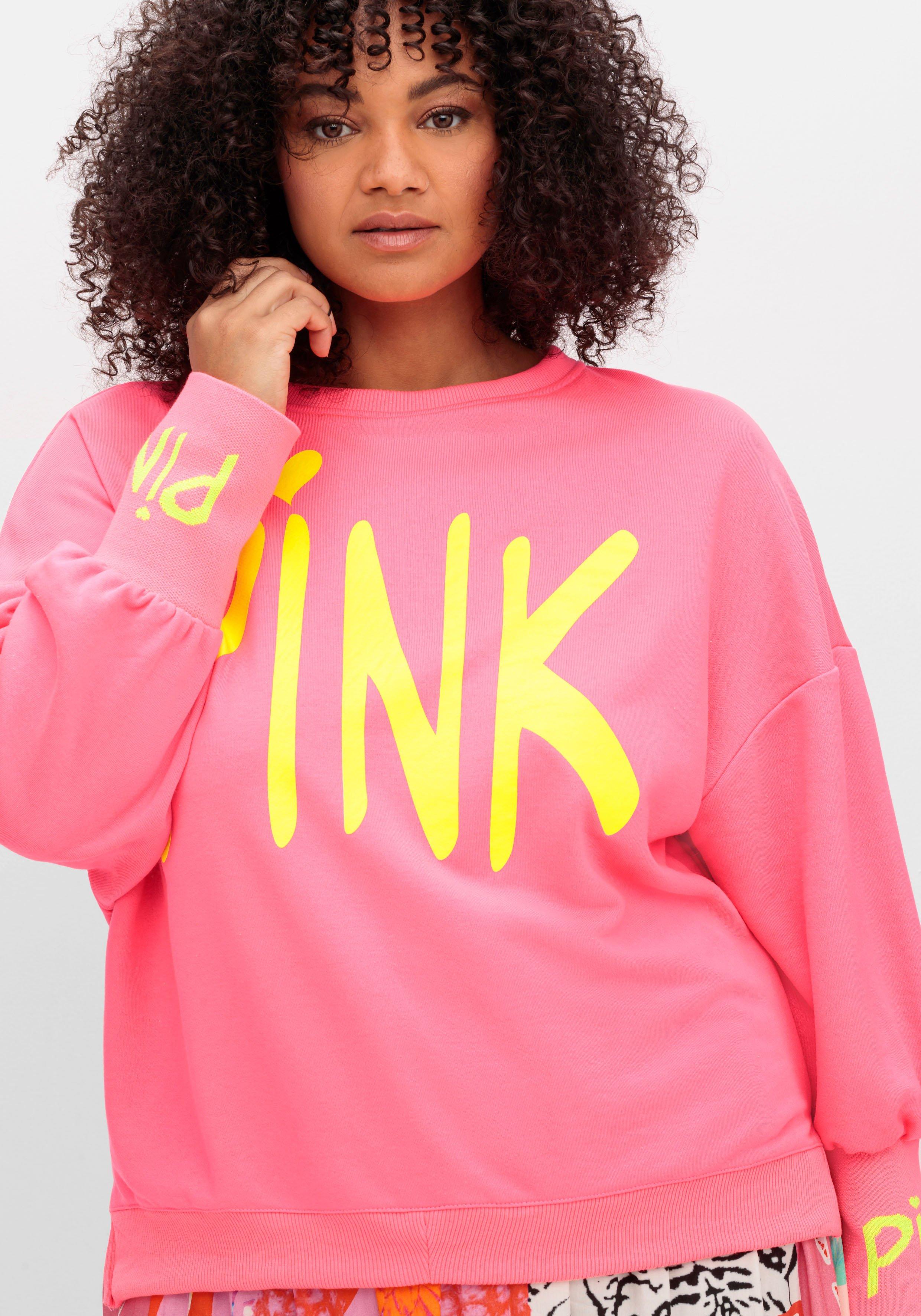 Sweatshirt mit Neon-Prints und Ballonärmeln