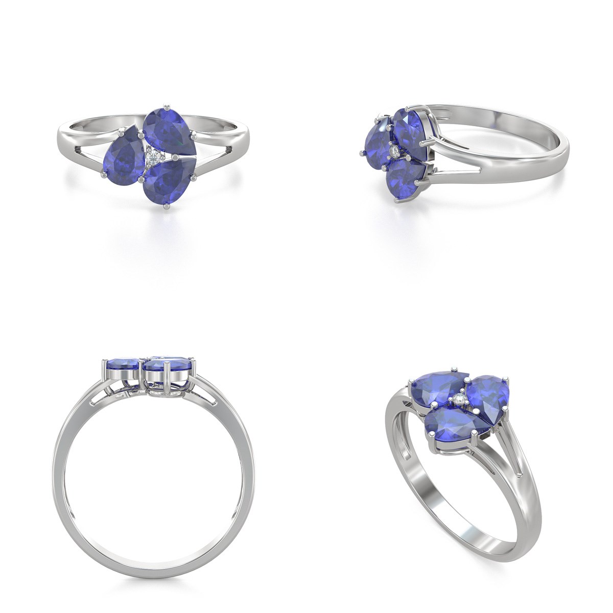 Bague ADEN Or 585 Blanc Tanzanite et diamants 2.5grs