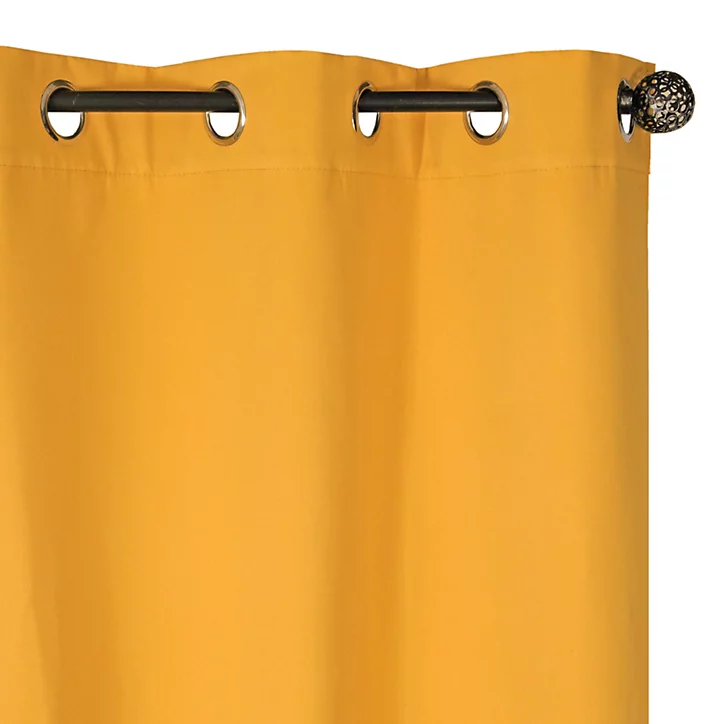 Rideau thermique 100% polyester avec œillets l.140 x H. 240 cm jaune moutarde