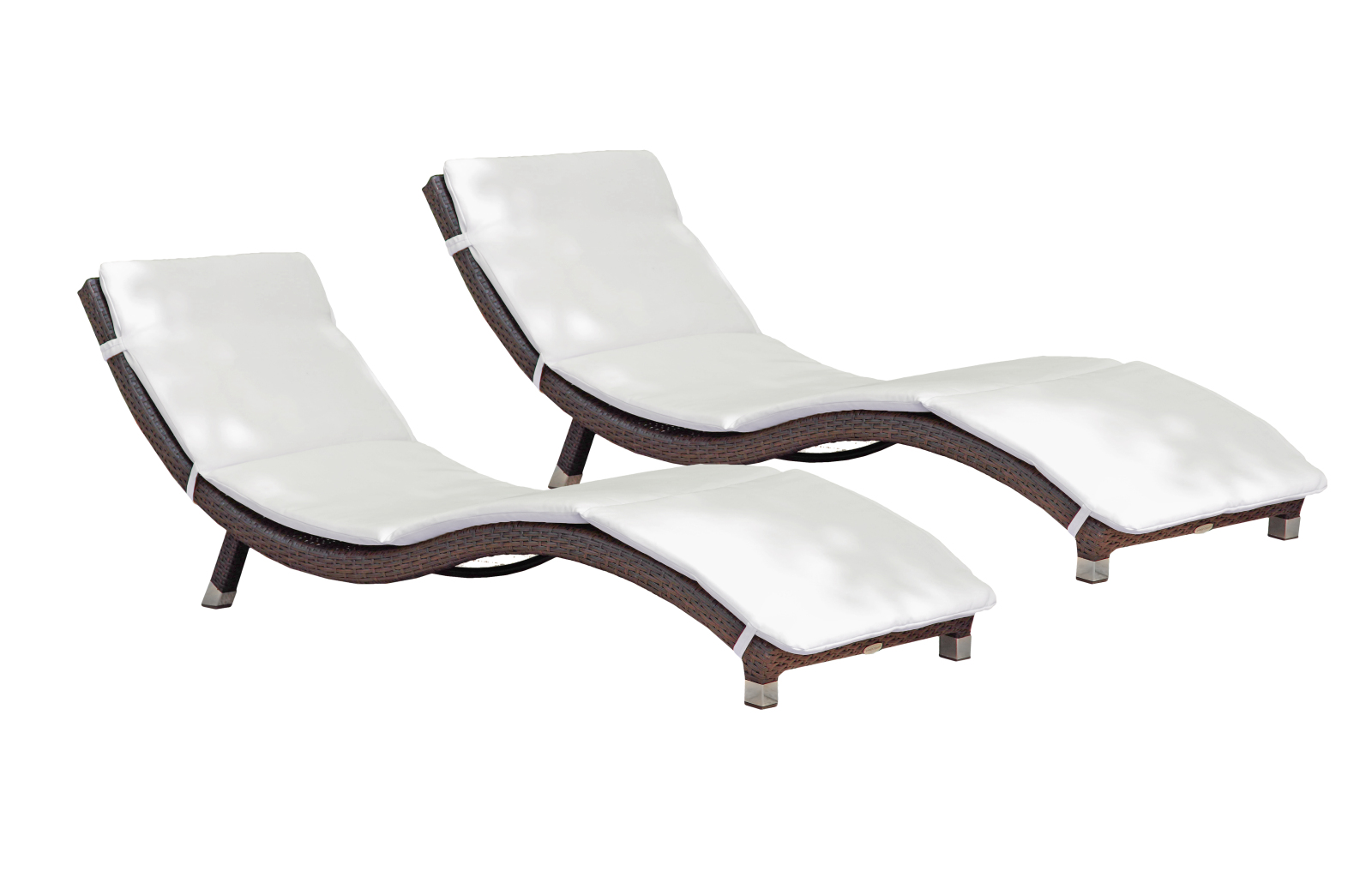 2er-Set Sonnenliege CARACAS - coffee-creme - mit Auflagen - 185 cm