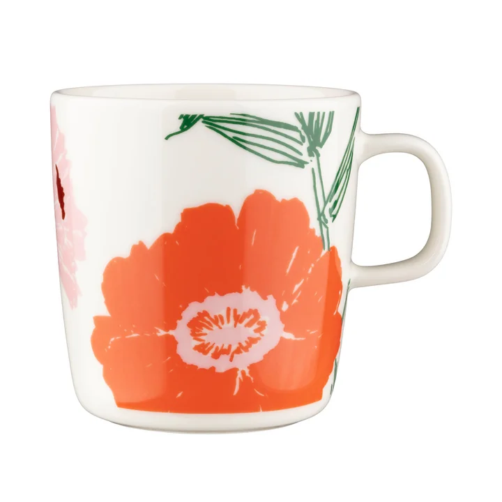Marimekko - Oiva Puutarhakutsut Becher mit Henkel 400 ml, weiss / grün / orange