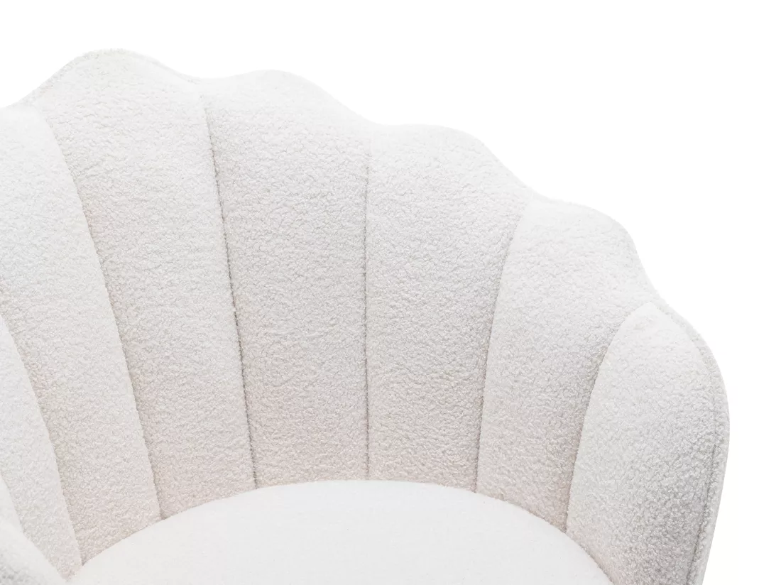 Fauteuil coquillage en tissu bouclette blanc LALEA