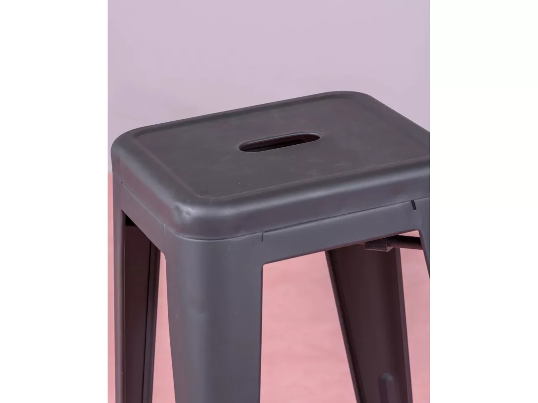 Lot de 4 tabourets en métal 66cm de haut - Bistro - Noir