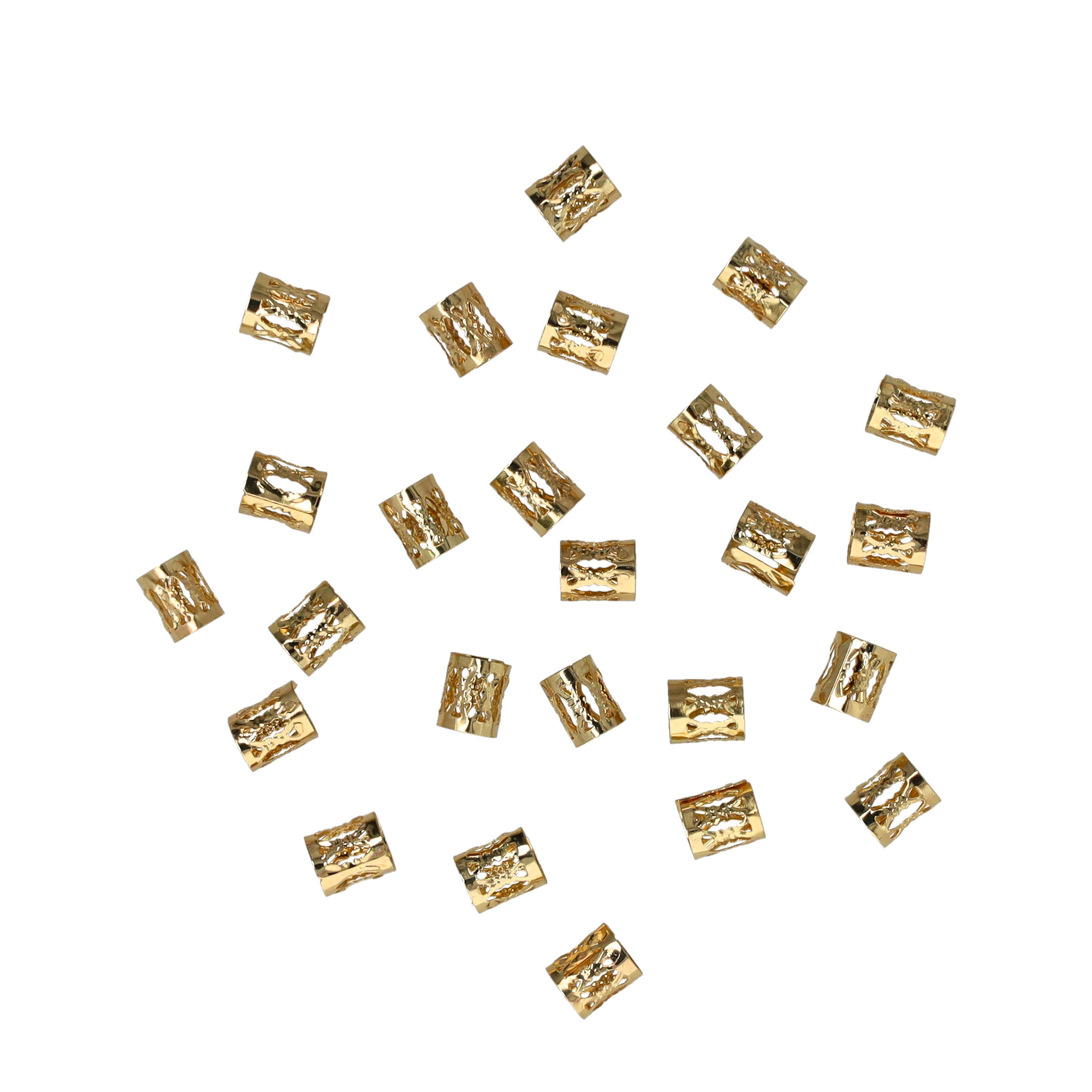 (28er Set) Haar Schmuck Accessoire Dreadlock Clips Haar Spiralen Ringe - Gold