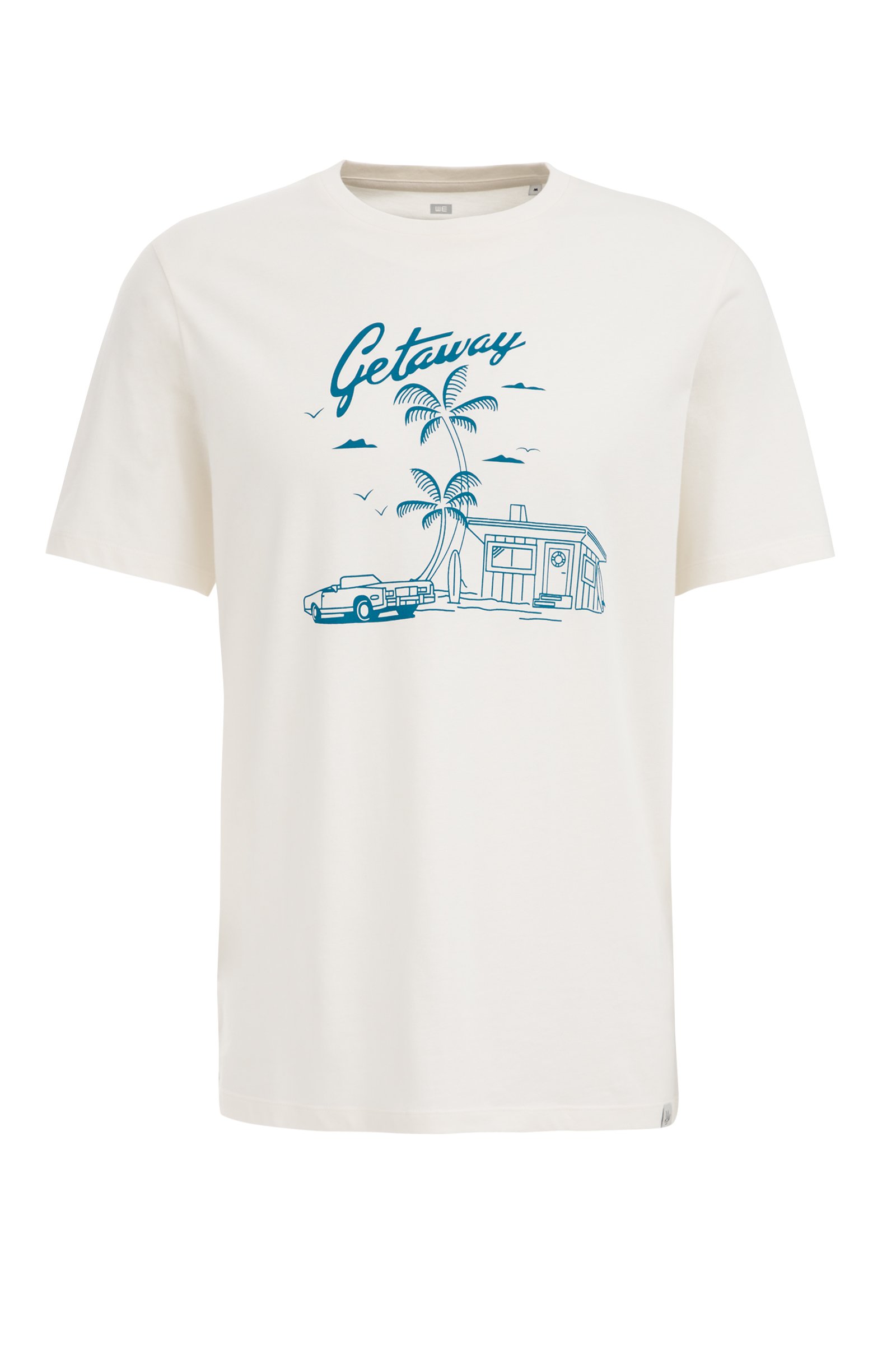 T-shirt met opdruk WE Fashion Gebroken wit