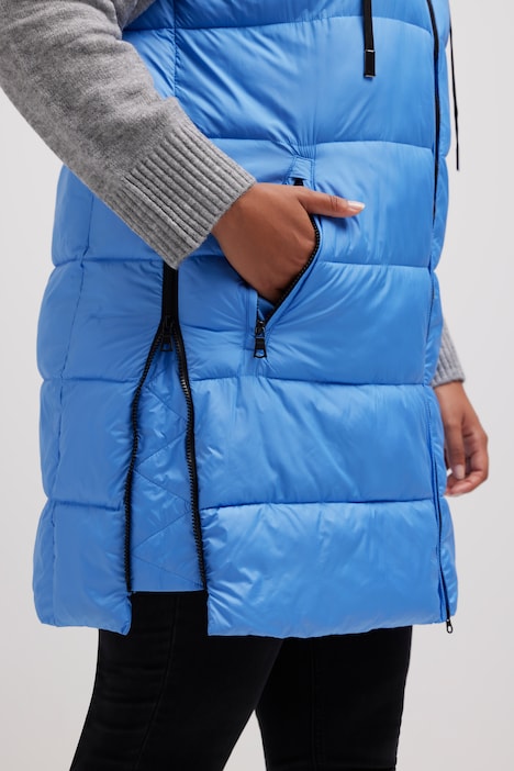 HYPRAR Long-Steppweste, seitliche Zipper, Stehkragen