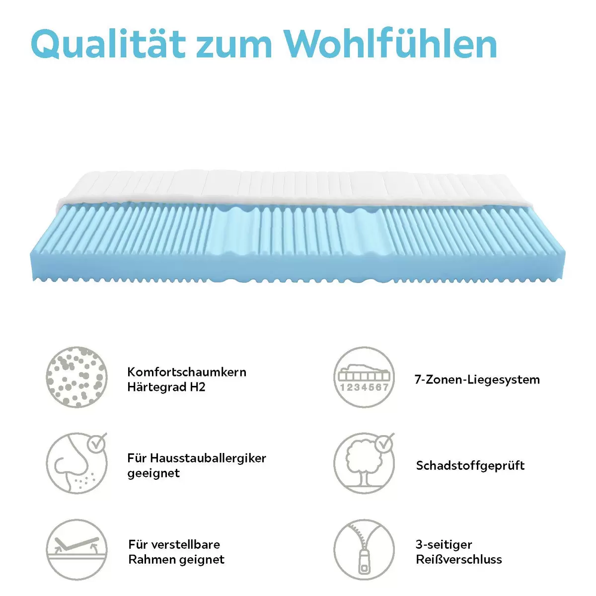 Matratze Flex H2 90x200 weiss