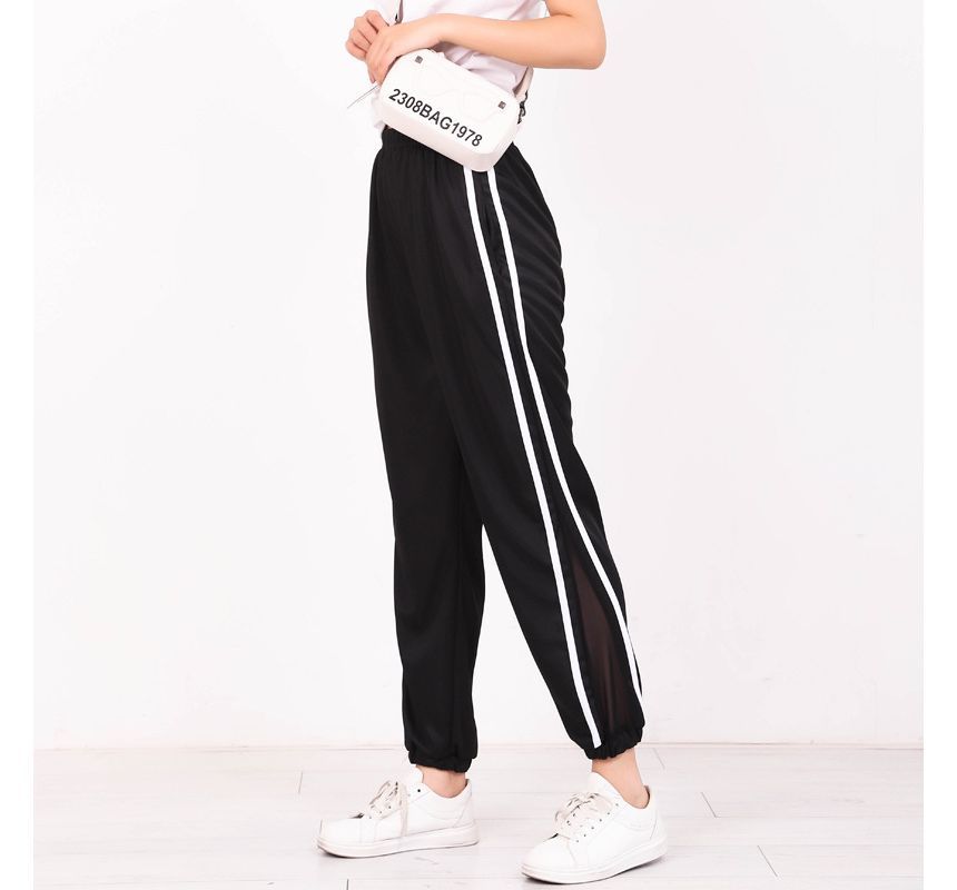Hevnir - Gestreepte joggingbroek met hoge taille