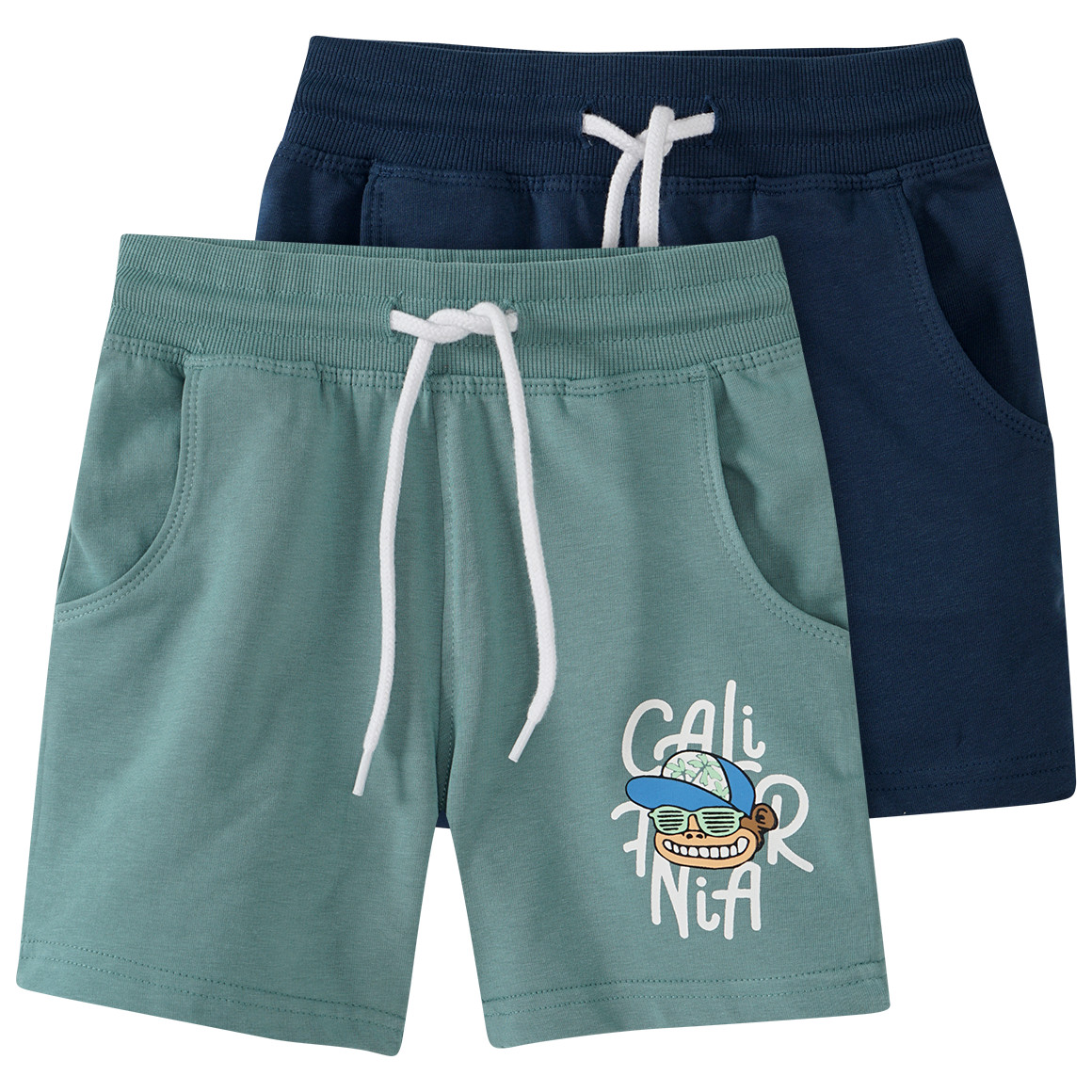 Famy 2 Jungen Joggingshorts im Set dunkelgrün / dunkelblau