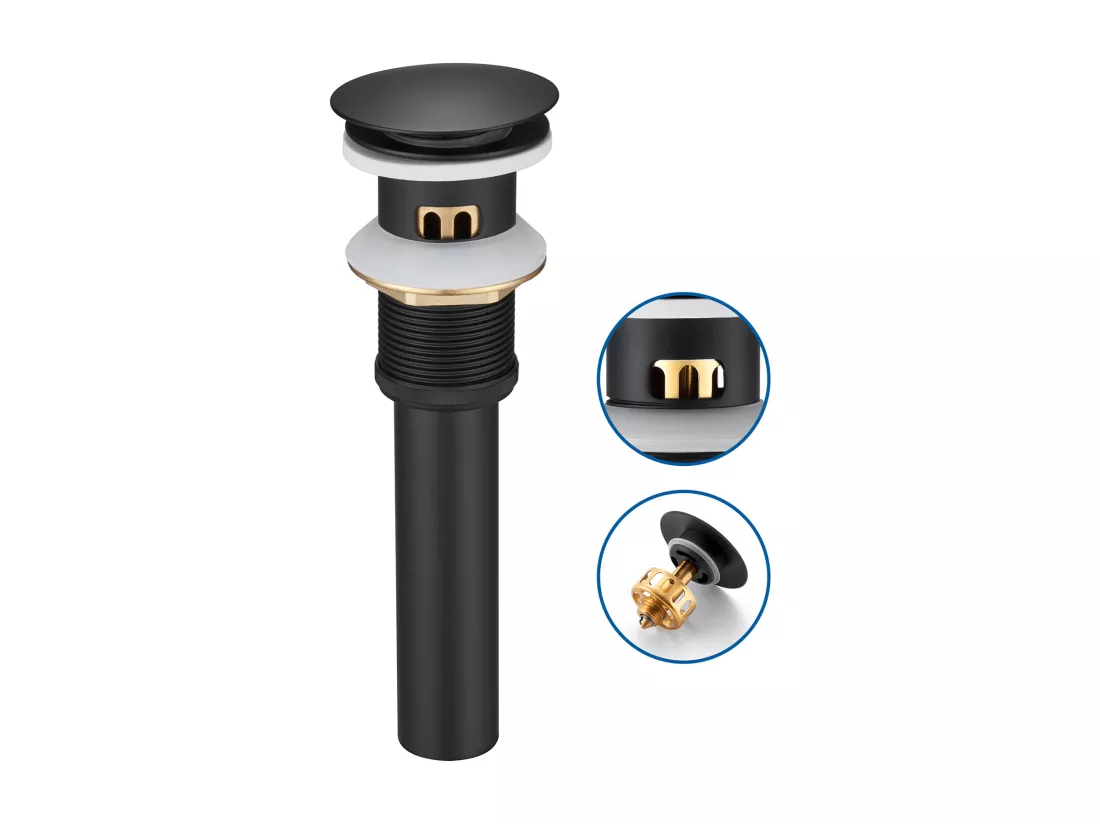 Auralum max Bonde Pop Up avec Trop-Plein,Noir,Universal Lavabo Bouchon de Vidange avec Panier à Crépine,Laiton Anti-Colmatage Vidage Salle de Bain