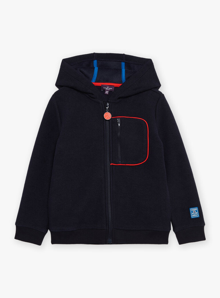 Gilet bleu foncé à capuche