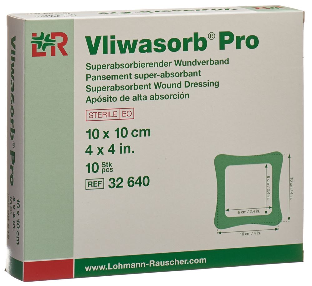 Vliwasorb Pro Superabsorbierender Wundverband 10x10cm 10 Stk