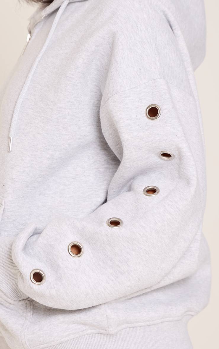 Gris Cendré Sweat À Casynthétiqueche Zippé Petite Avec Détail Œillets Aux Manches