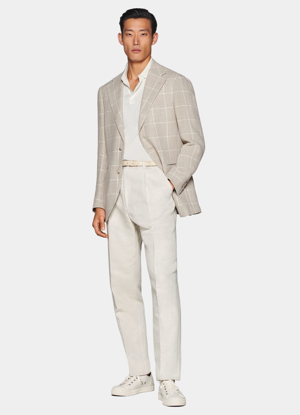 Blazer Roma coupe Relaxed taupe clair à carreaux