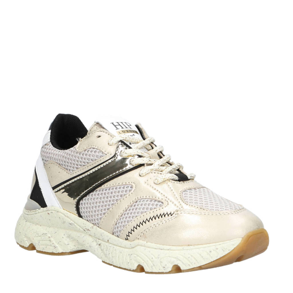 Hip chunky leren sneakers zilver