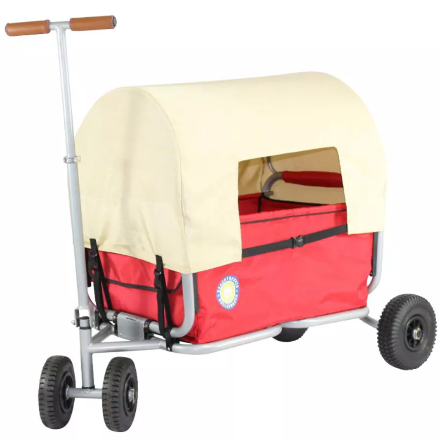 BEACHTREKKER Bollerwagen - Faltbarer Bollerwagen LiFe, rot mit Feststellbremse und Verdeck