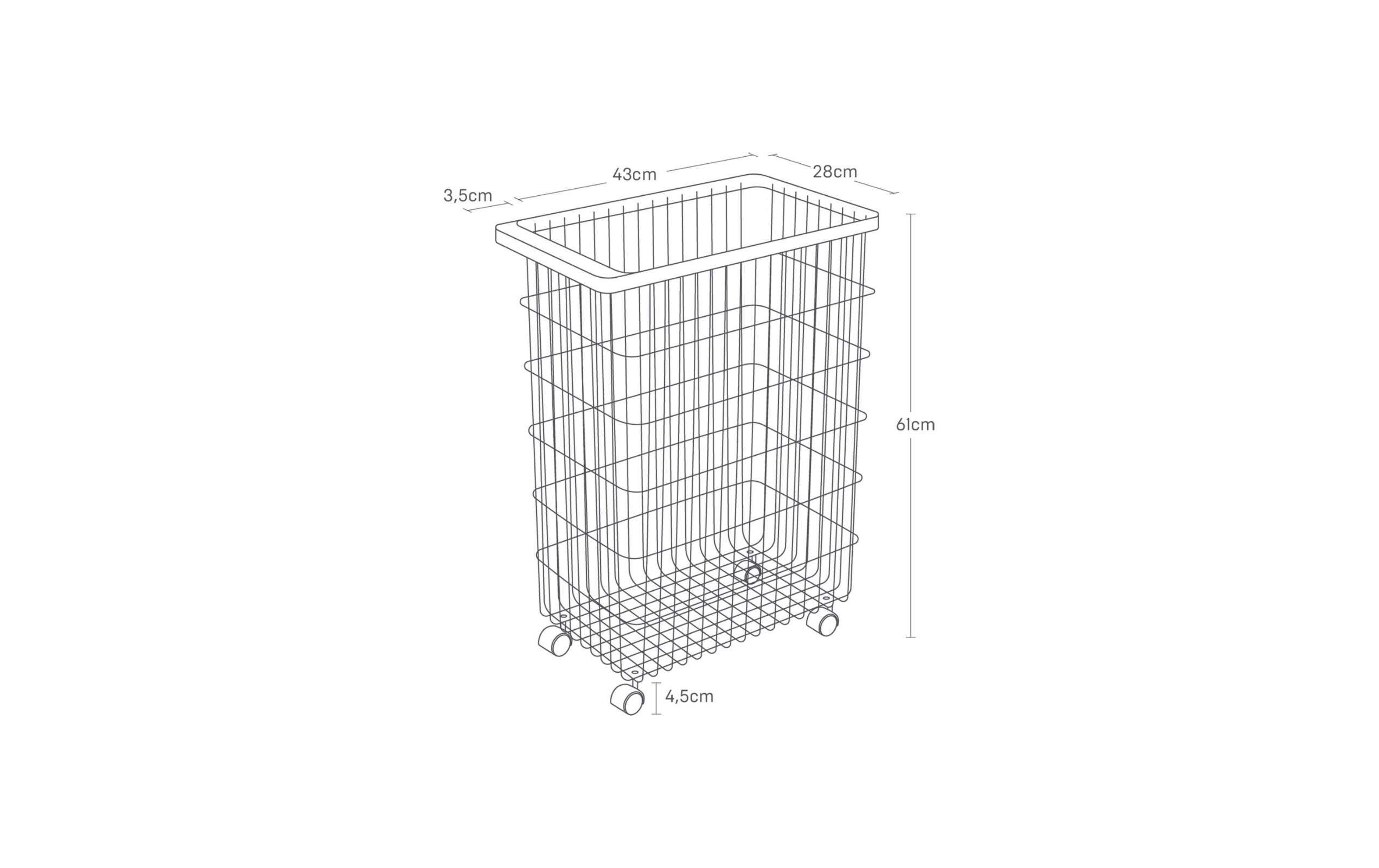 Wäschekorb Tower 50 l, Schwarz<br>Wäschekorb mit Rollen