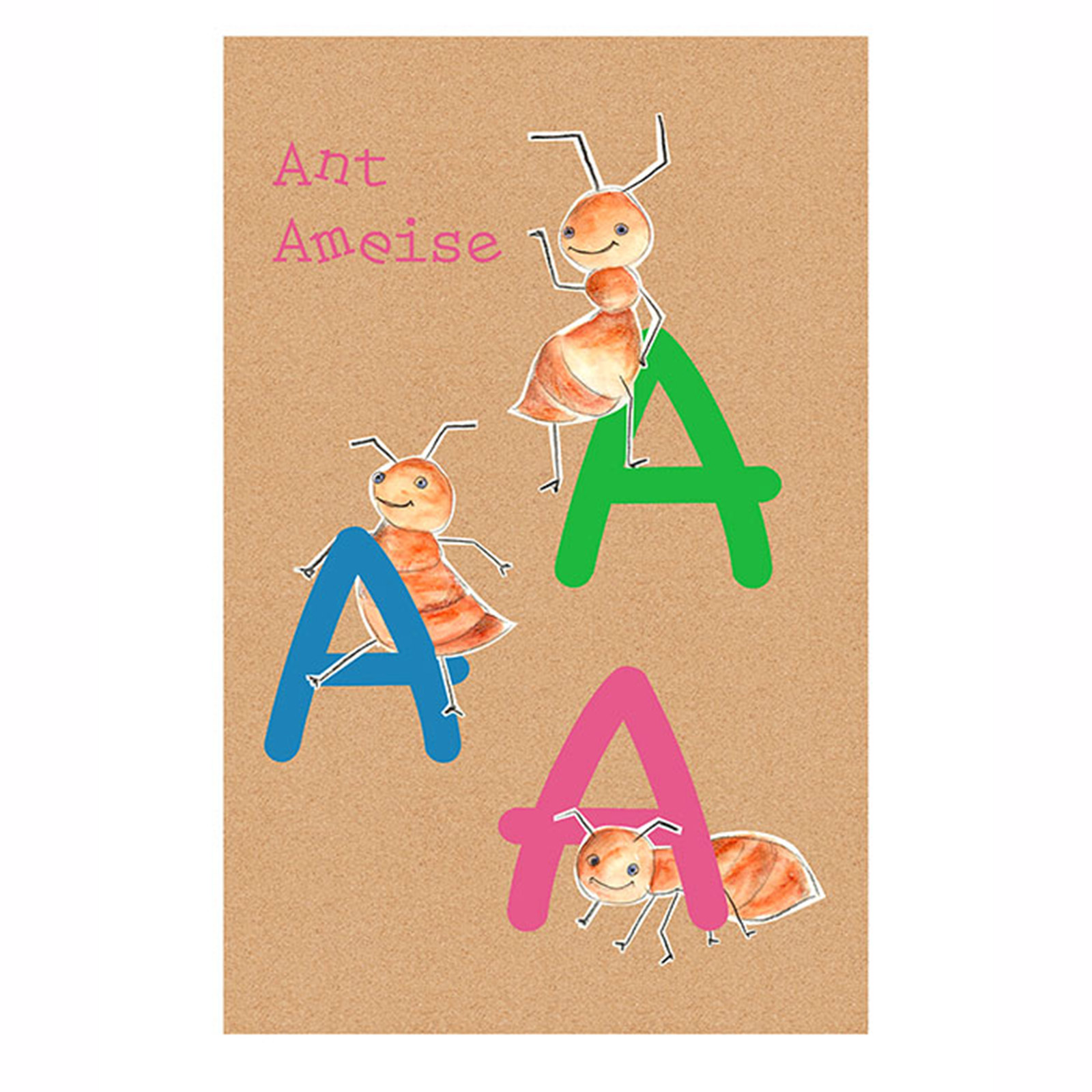 Wandbild ABC ANIMAL A - bunt - 50x70 cm