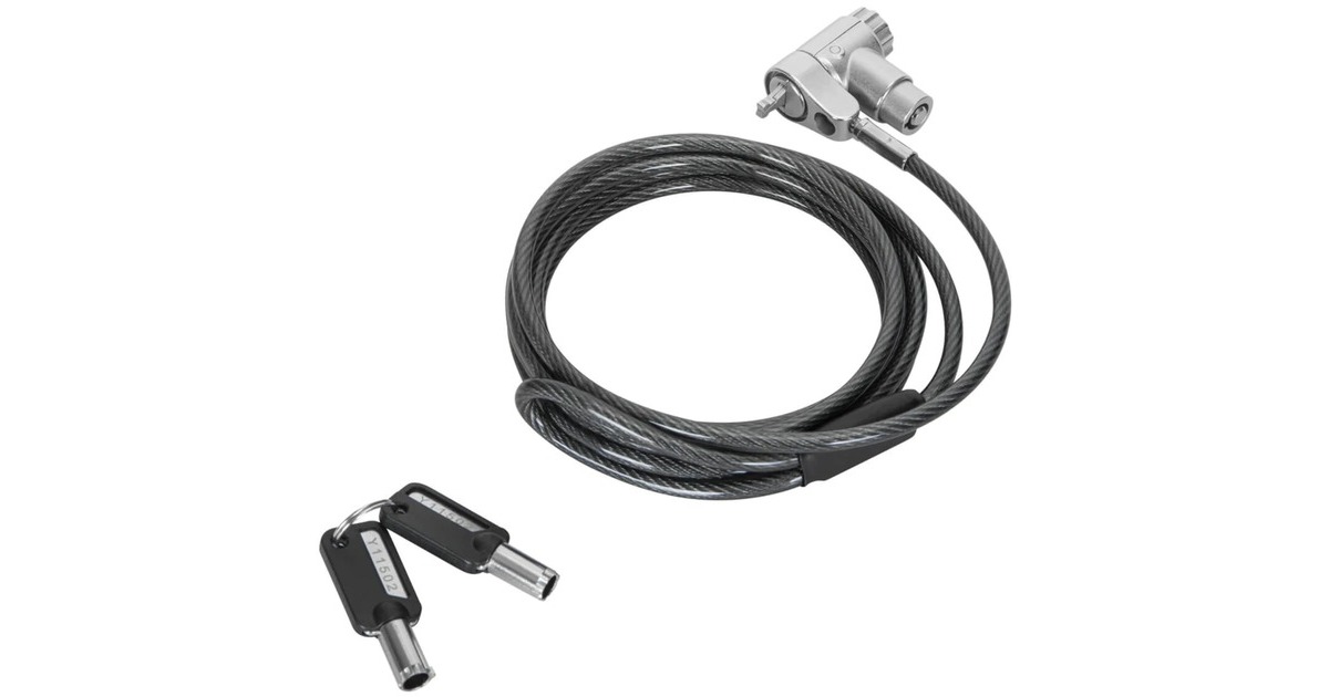 TargusDEFCON Ultimate Universal Keyed Cable Lock with Slimline Adaptable Lock Head diefstalbeveiliging  (Zilver)