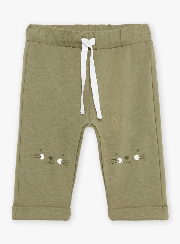Pantalon molleton kaki avec animaux