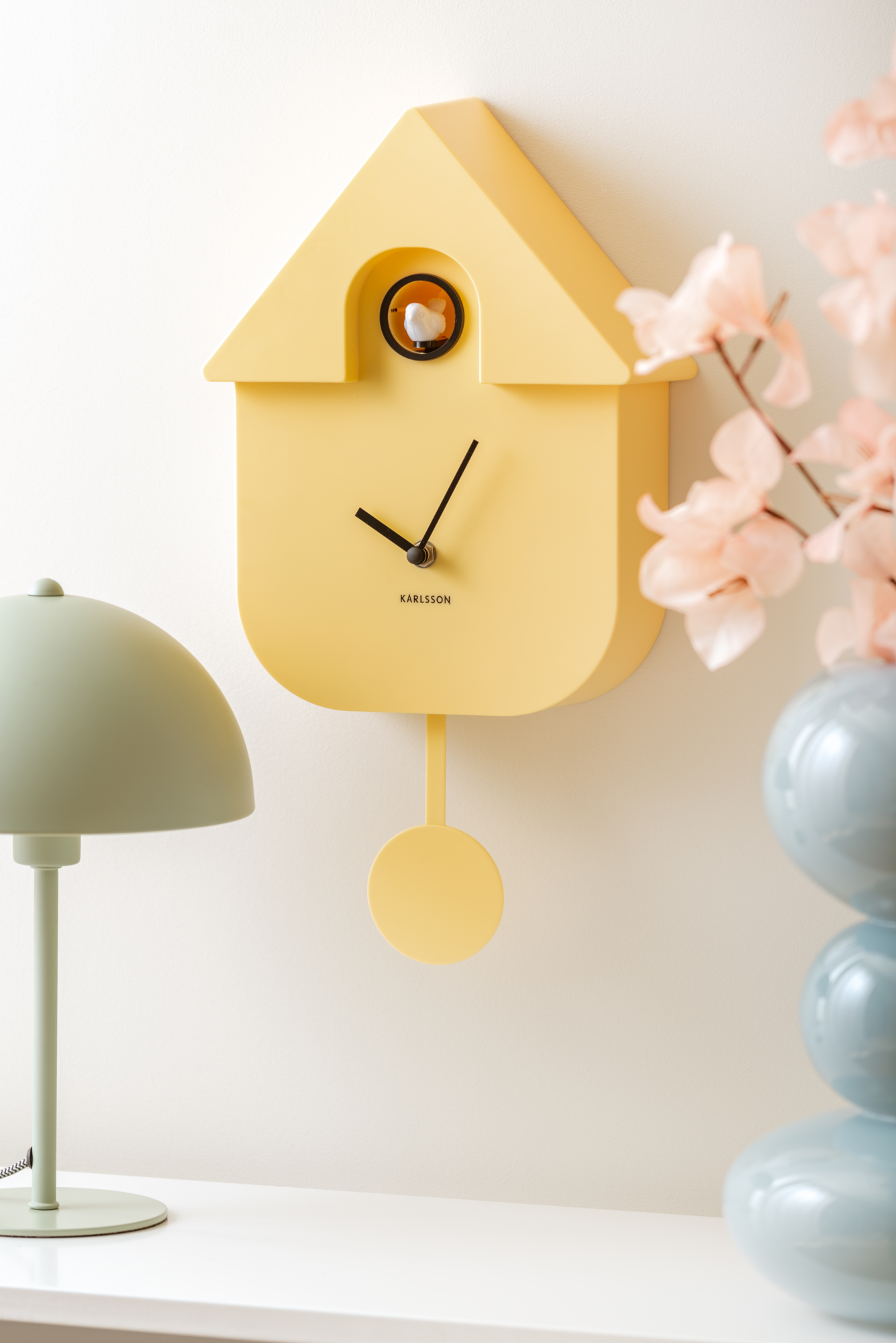 Wall clock Modern Cuckoo ABS bright green