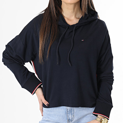 Sweat Capuche Crop Femme 4342 Bleu Marine