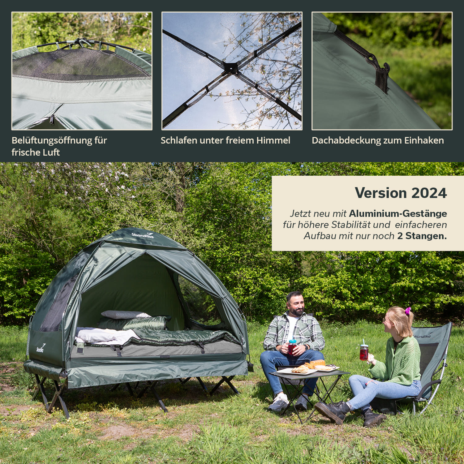 Skandika Haug tent bed groen
