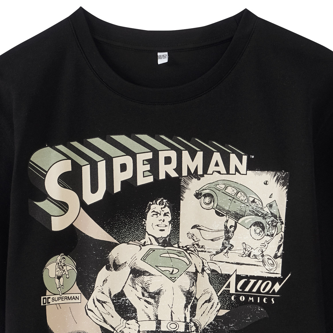 Yigga Superman T-Shirt mit großem Print schwarz