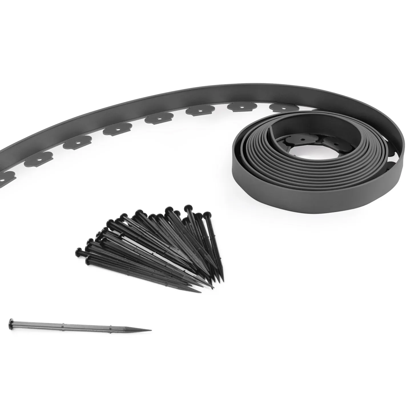 Bordurette de jardin flexible 10 M gris anthracite hauteur 5 CM + 30 piquets