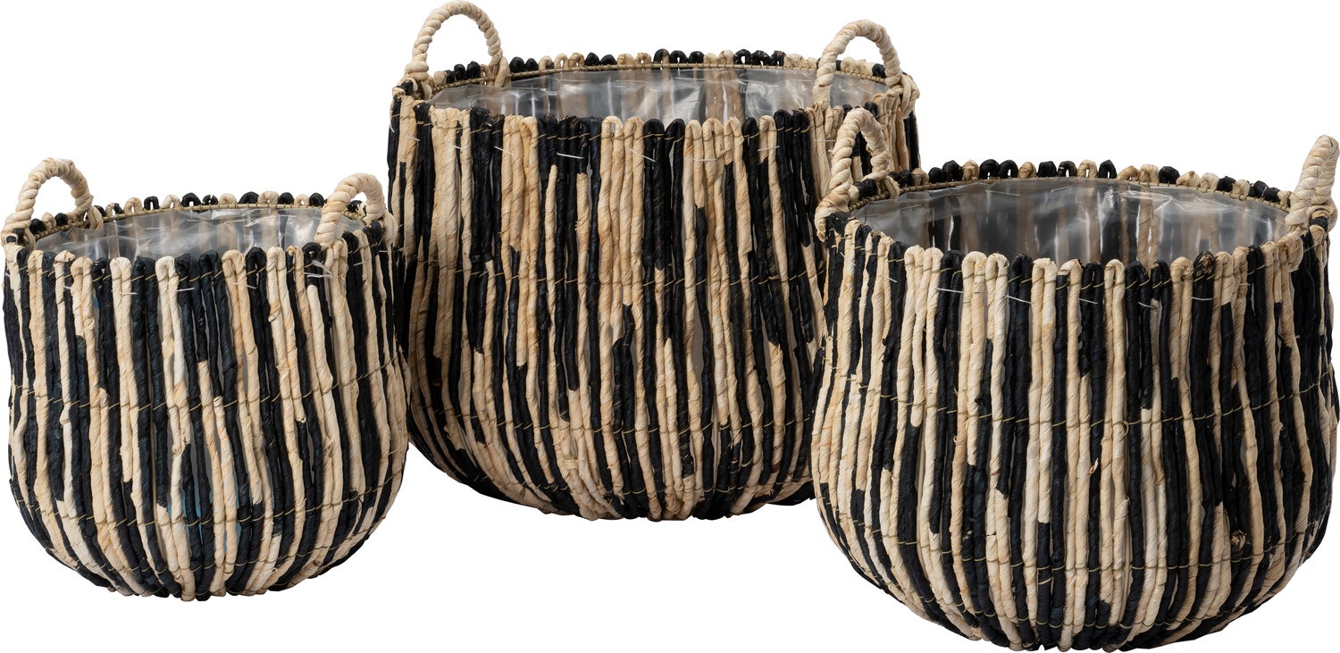 Intratuin plantenmand Suan naturel / zwart D 30 H 28 cm
