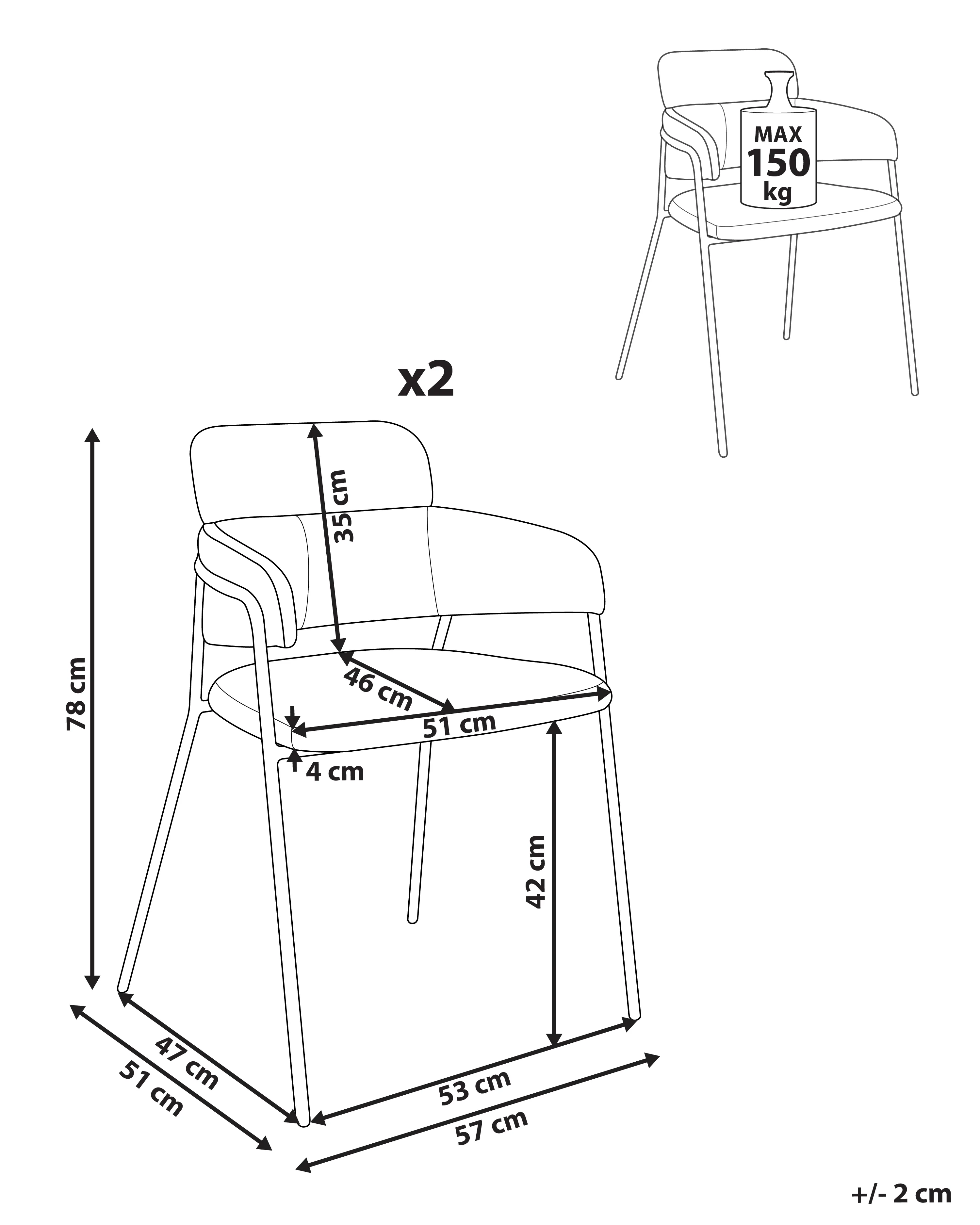 Set van 2 eetkamerstoelen PAONIA Chenille Lichtbeige