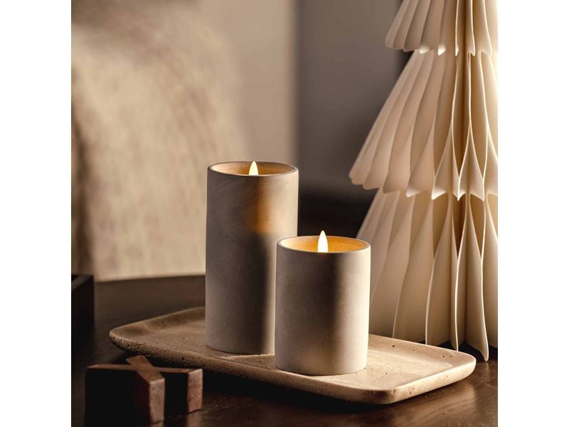 Leonardo Kerze Silenzio LED, 15 cm, Grau LED-Weihnachtskerze