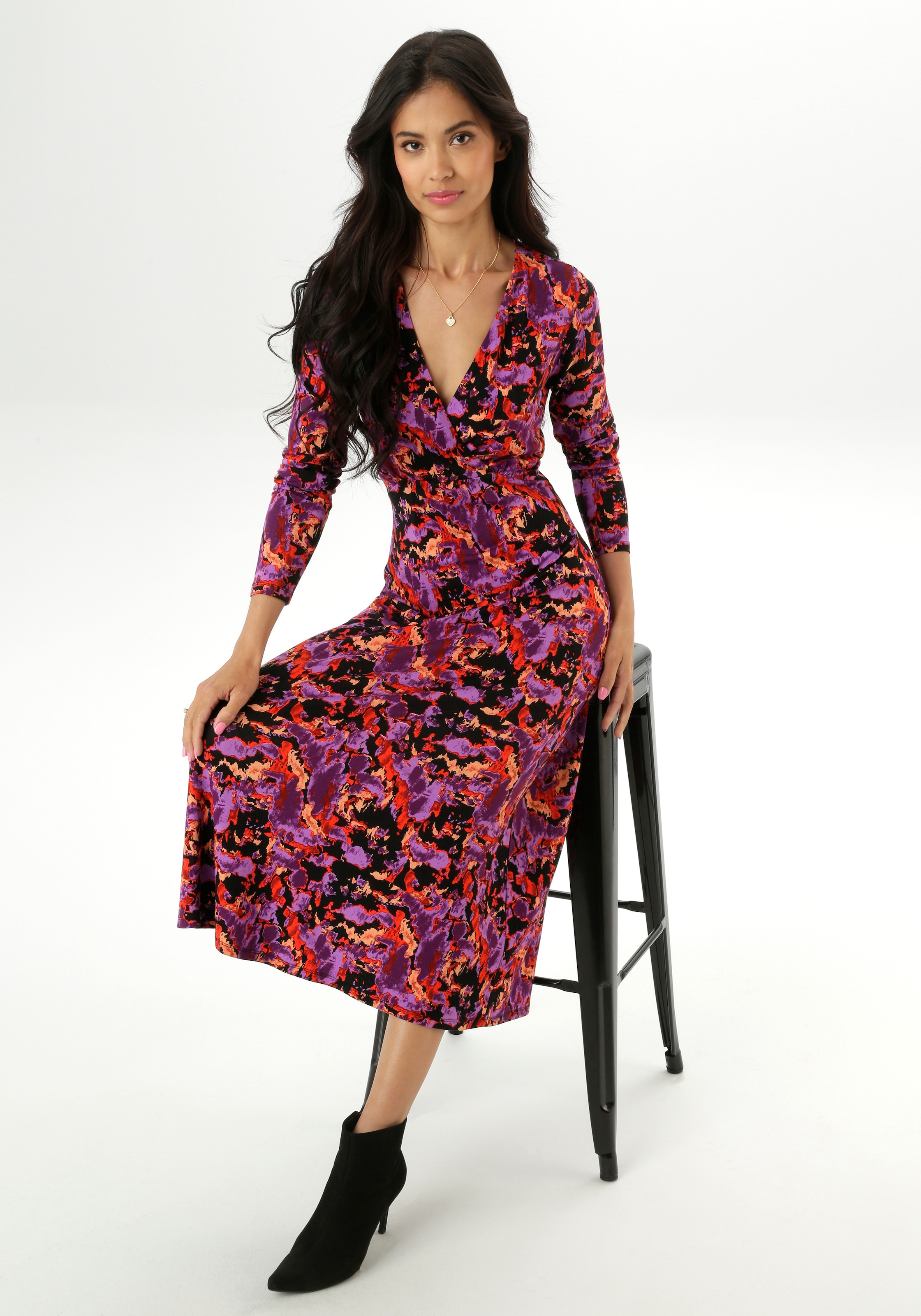 Aniston SELECTED Maxikleid mit V-Ausschnitt in Wickeloptik und Unterbrustnaht - NEUE KOLLEKTION