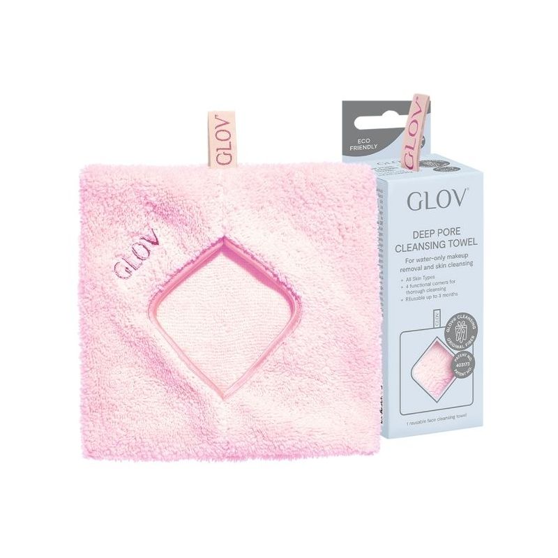Gant serviette démaquillant réutilisable rose Glov