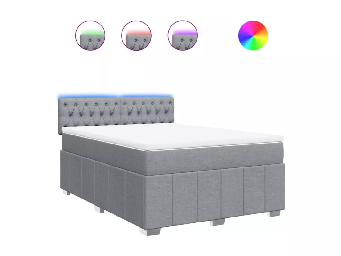 Sommier à lattes de lit avec matelas Gris clair 160x200cm Tissu