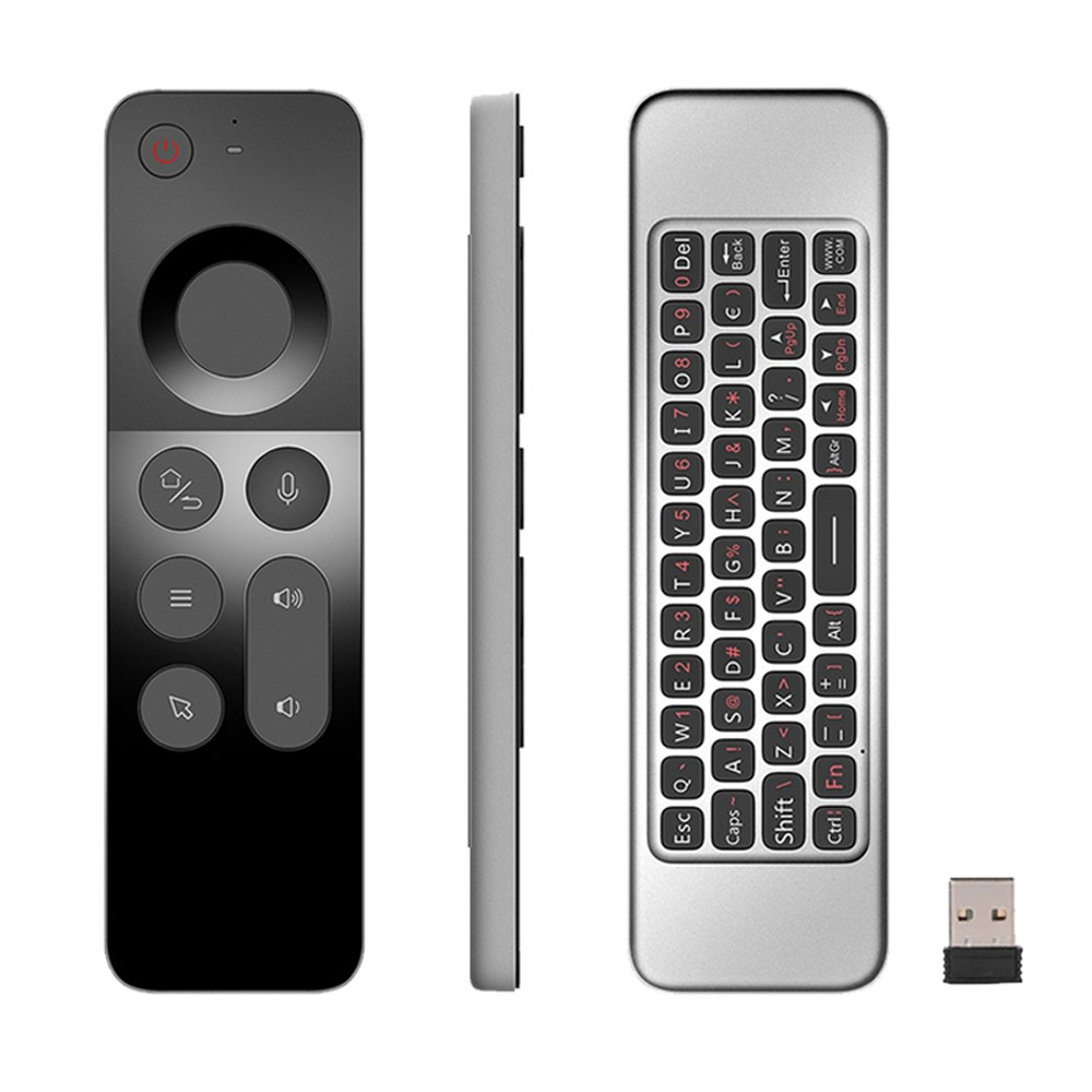 2.4Ghz Air Mouse Fernbedienung mit Keyboard und Sprachsteuerung für PC / Android TV Box / Smart TV / HTPC / Beamer / Mediaplayer - Schwarz / Grau