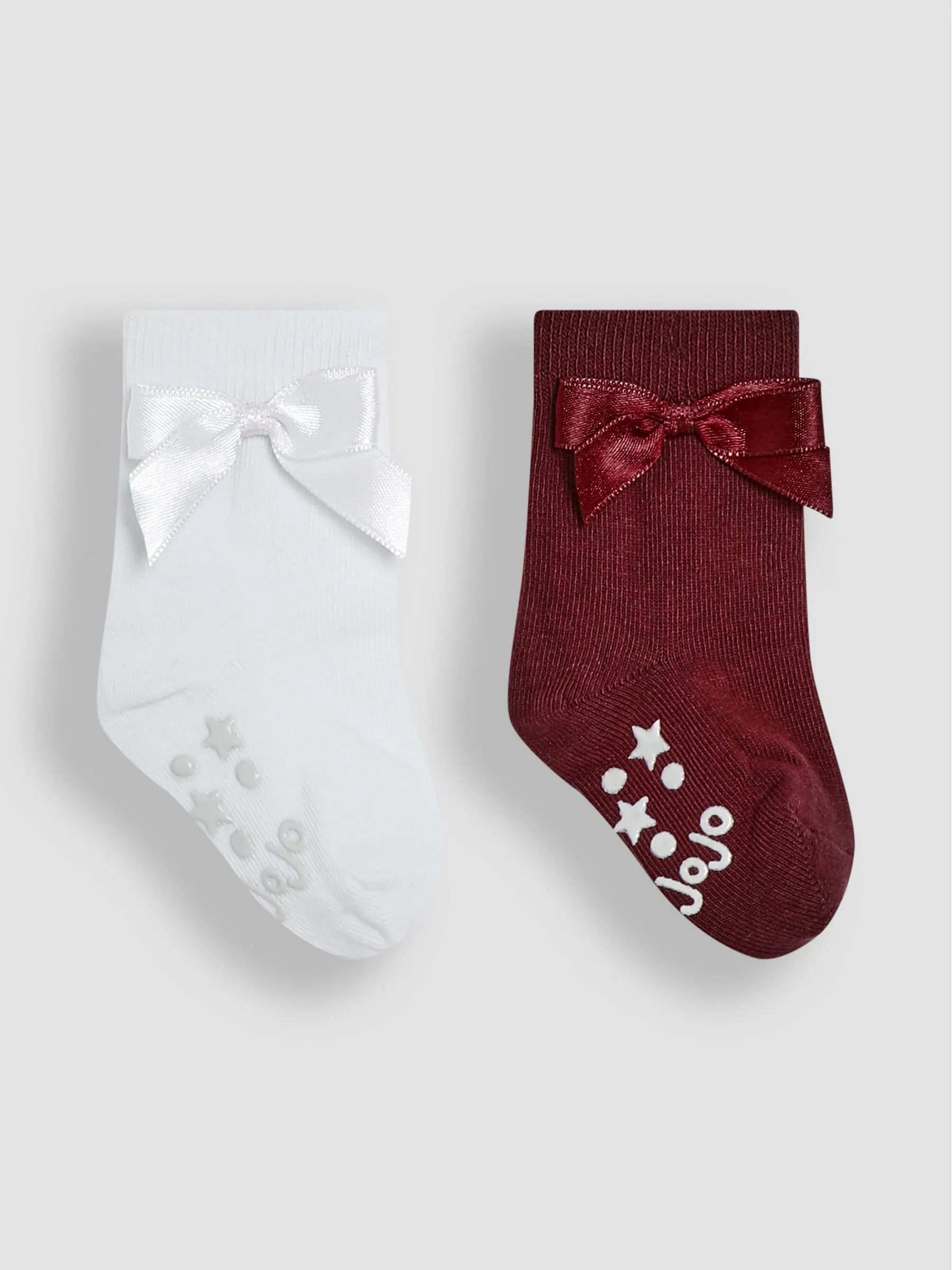Bordeauxrood - JoJo Maman Bébé 2-Pack Strik Sokken