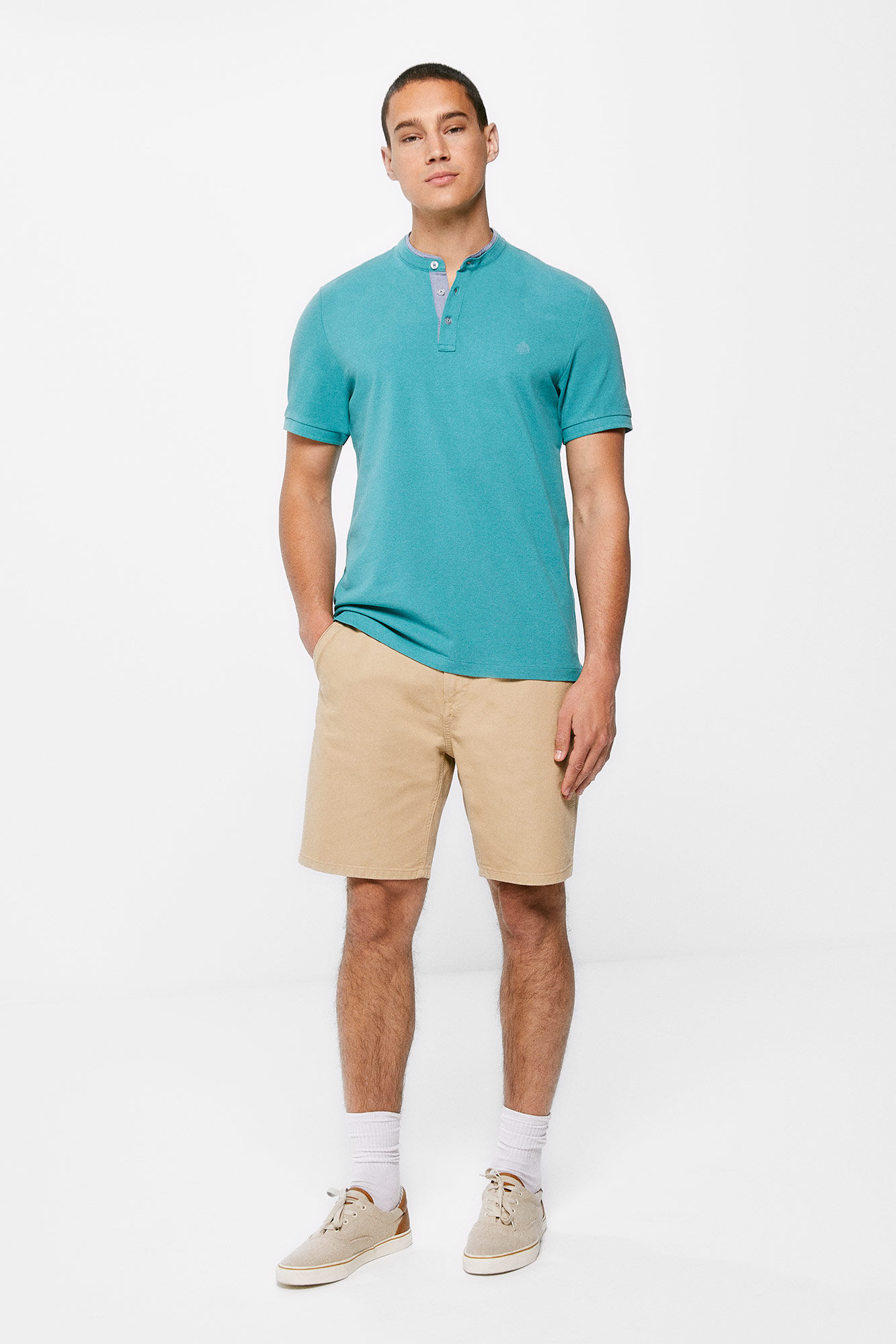 Camisa Polo Slim Mao - Turquesa