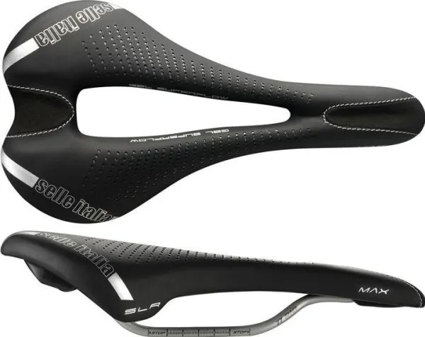 Selle Italia Siodło SELLE ITALIA MAX SLR GEL SUPERFLOW L (id match - L3) TI 316 Tube 7, fibra-tek, 280g sort (NEW)