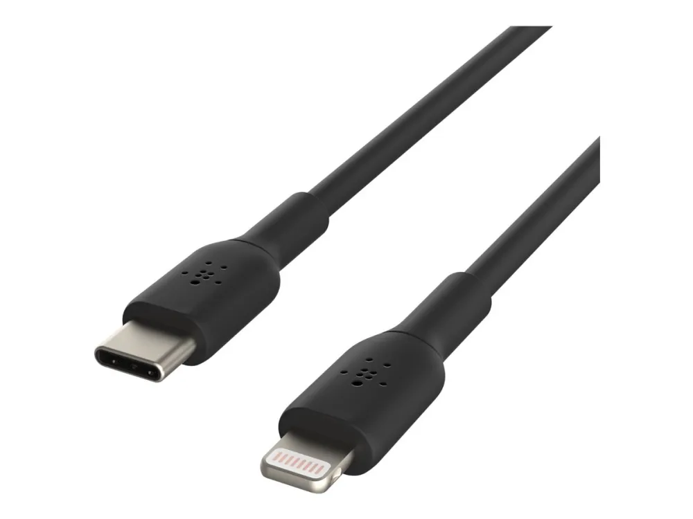 Belkin BoostCharge - Lightning-kabel - 24 pin USB-C han til Lightning han - 1 m - sort - USB Power Delivery (18 W)