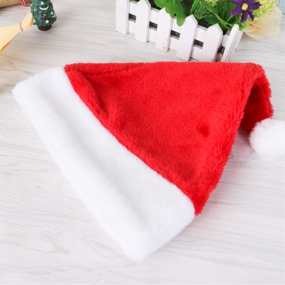 (2er Set) Kinder Christmas Santa Claus Nikolausmütze Weihnachtsmütze Fleece - Rot / Weiss