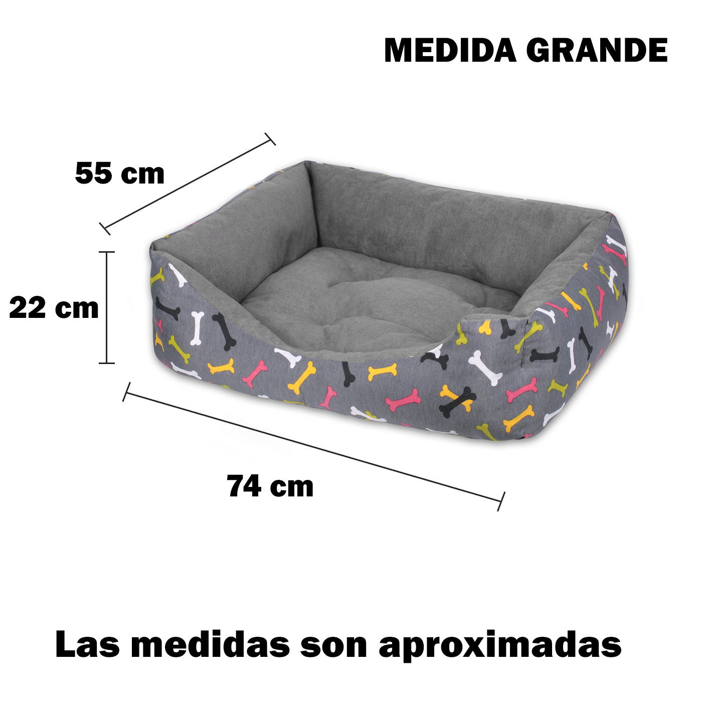 Cesta HOME MERCURY, cama confortável para cães, gatos e outros animais de estimação, com enchimento de fibra, resistente ao desgaste e durável (Grande, Ossos)
