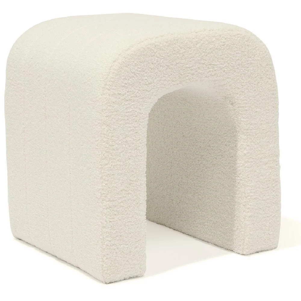 Bout de canapé Joseph curly effet laine bouclée blanc - L40xP40xH45 cm